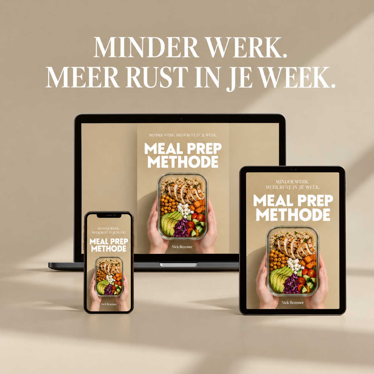 Meal Prep methode op laptop, tablet en telefoon